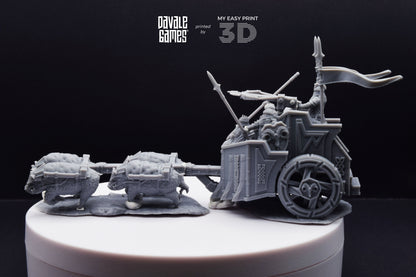 Silver Goat Dwarves Charriot - Davale Games - 3D Printed with high quality resin for LOTR/D&D games