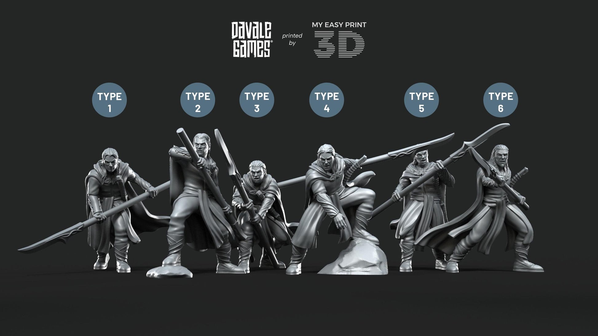 Forest Guardians Spearmen - Galanthir Elves - Davale Games - 3D Printed with high quality resin for LOTR/D&D games