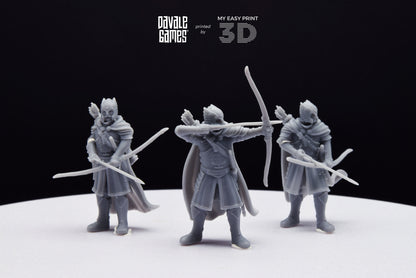 Grey Castle Guard with Long Bows - Davale Games - 3D Printed with high quality resin for LOTR/D&D games