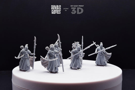 Bloody Elves Warriors with Bow and Spear - Davale Games - 3D Printed with high quality resin for LOTR/D&D games