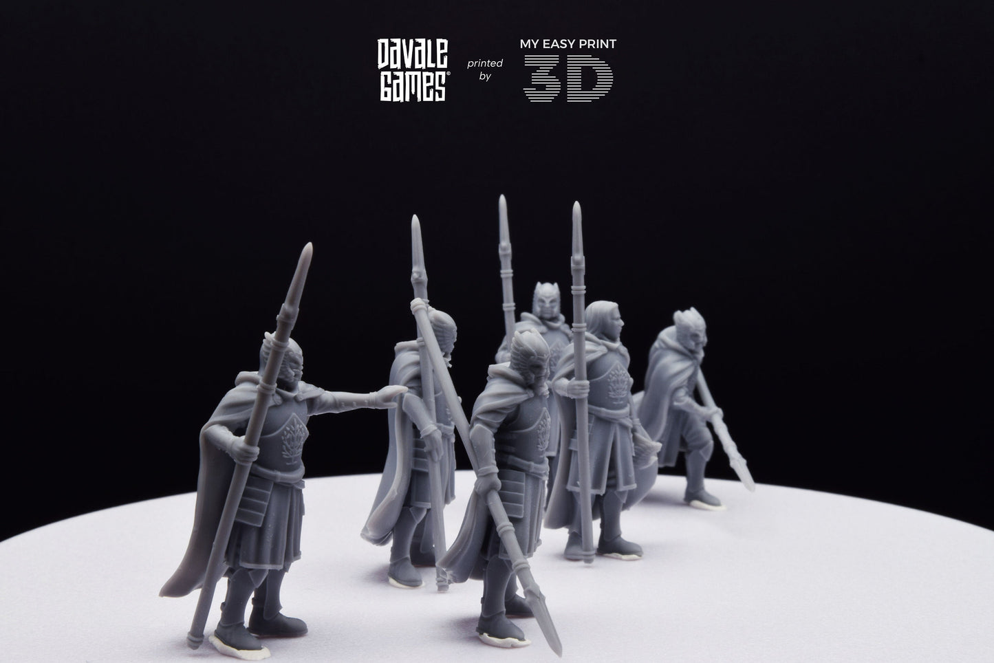 Grey Castle Court Guards with Spear - Foot - Davale Games - 3D Printed with high quality resin for LOTR/D&D games