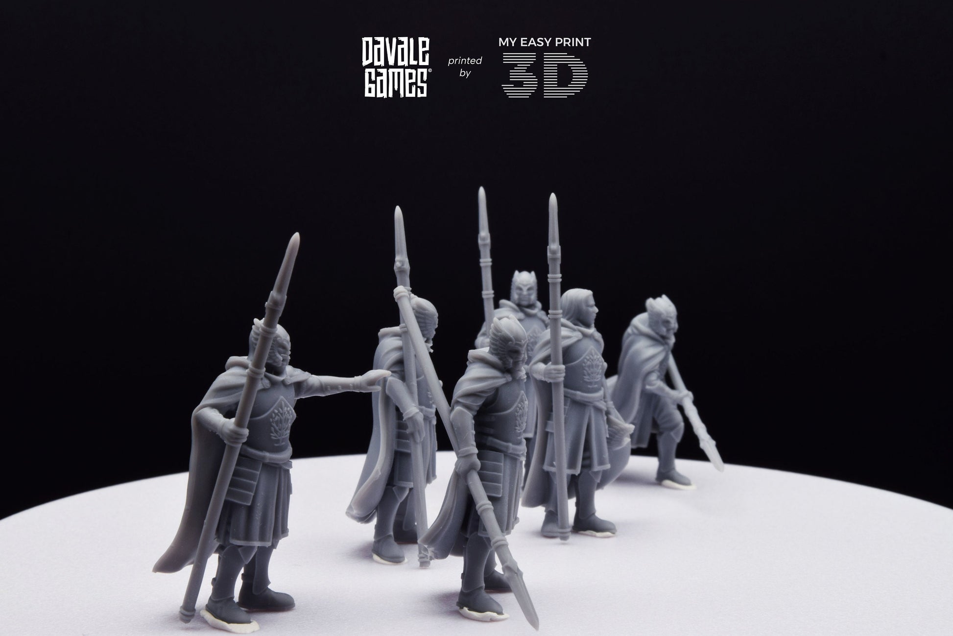 Grey Castle Court Guards with Spear - Foot - Davale Games - 3D Printed with high quality resin for LOTR/D&D games