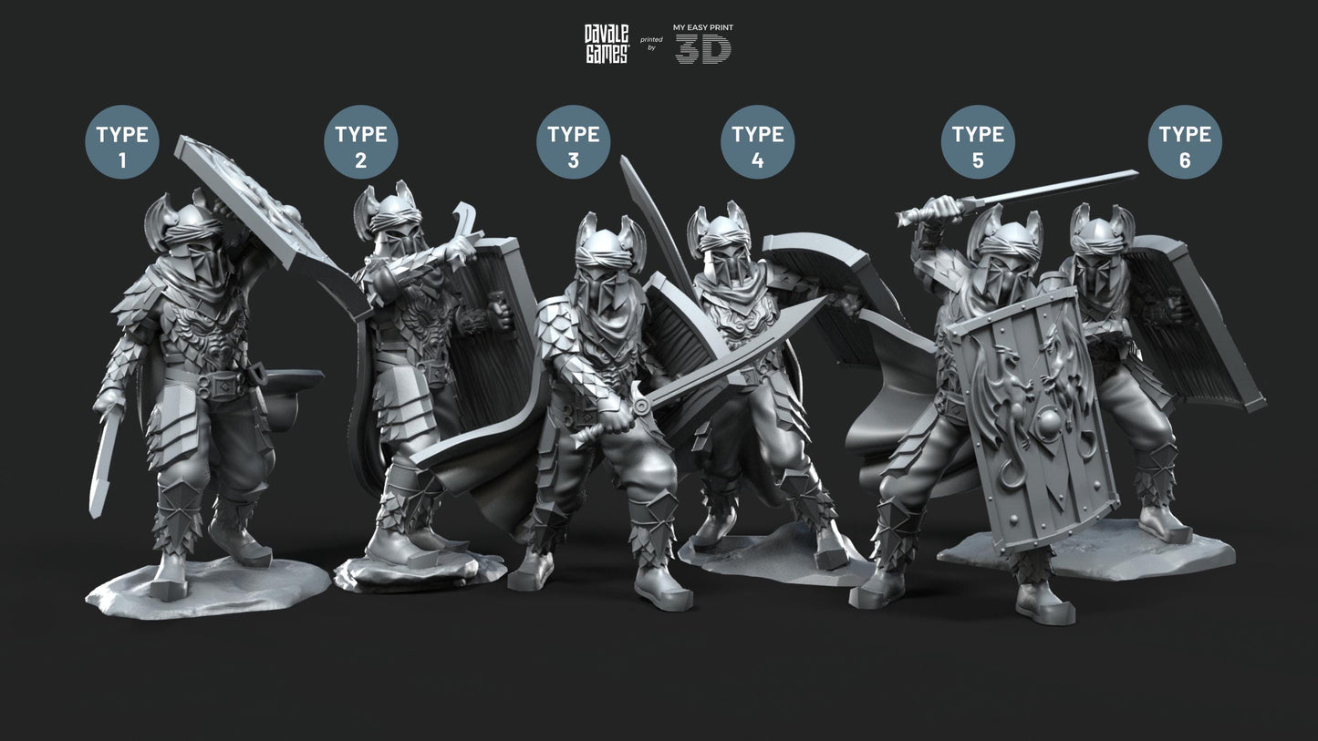 Dragon Army Elite with Sword and Shield - Davale Games - 3D Printed with high quality resin for LOTR/D&D games