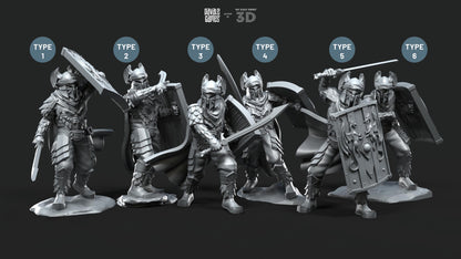 Dragon Army Elite with Sword and Shield - Davale Games - 3D Printed with high quality resin for LOTR/D&D games