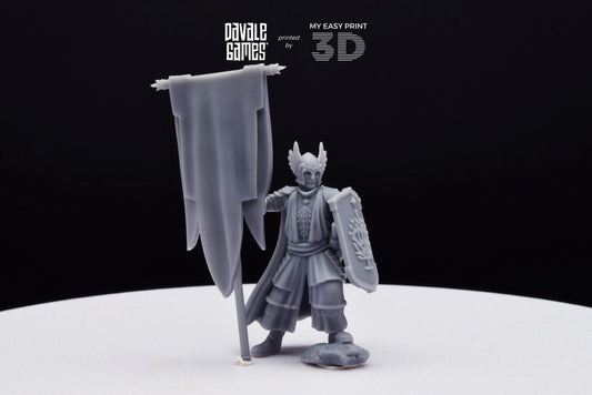 Grey Castle Tree Guard With Banner - Foot - Davale Games - 3D Printed with high quality resin for LOTR/D&D games