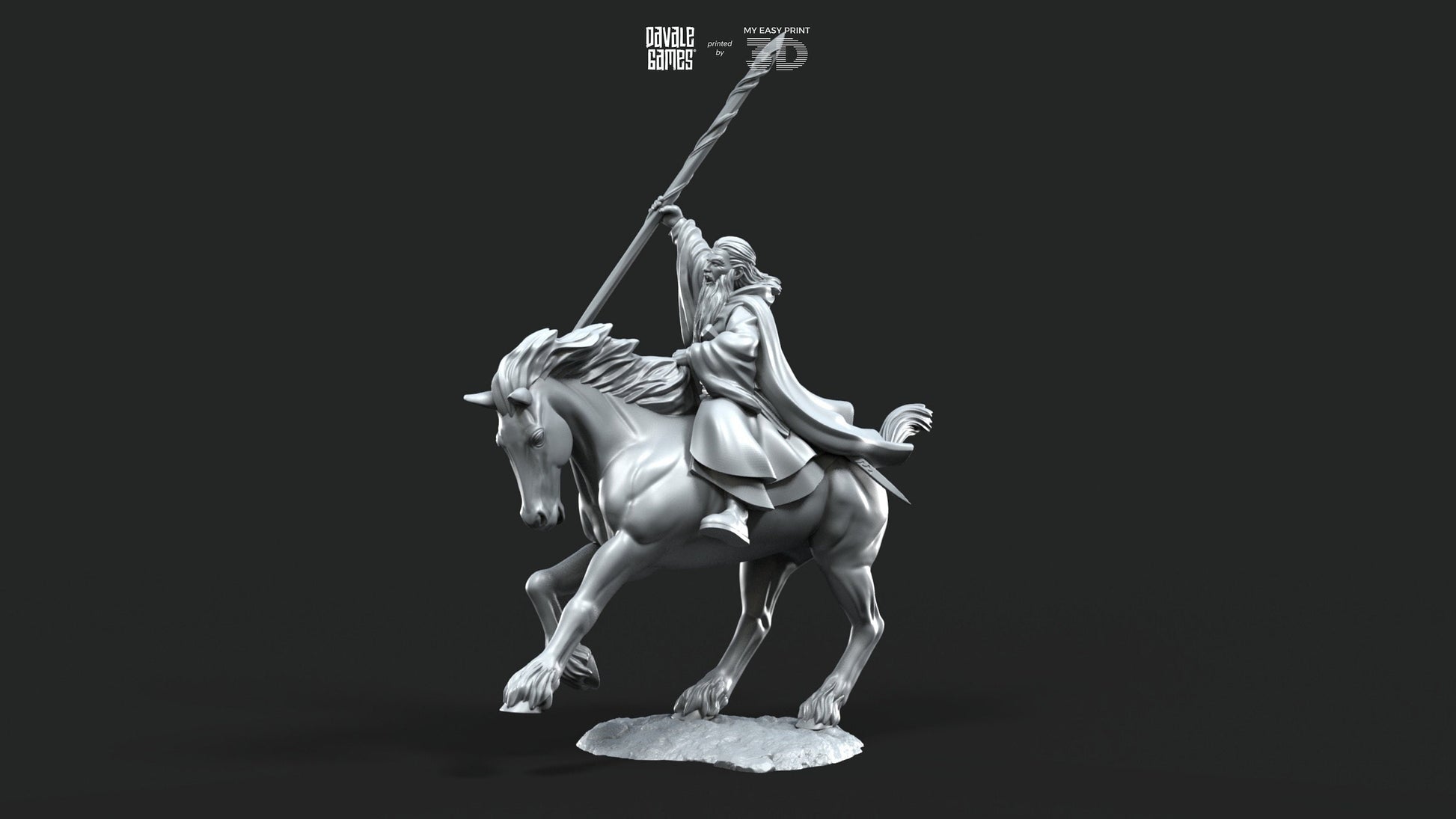 Gaënale the Mage White Light - Foot and Mounted - Davale Games - 3D Printed with high quality resin for LOTR/D&D games