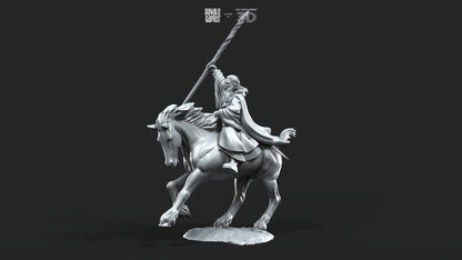 Gaënale the Mage White Light - Foot and Mounted - Davale Games - 3D Printed with high quality resin for LOTR/D&D games