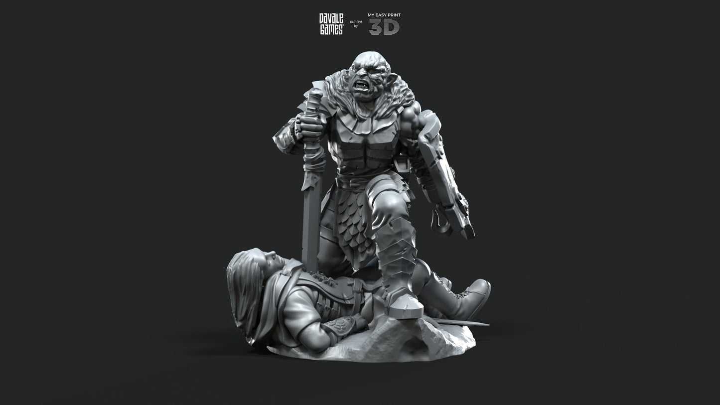 Korvog, Orc Lord Commander - Foot and Mounted - Davale Games - 3D Printed with high quality resin for LOTR/D&D games