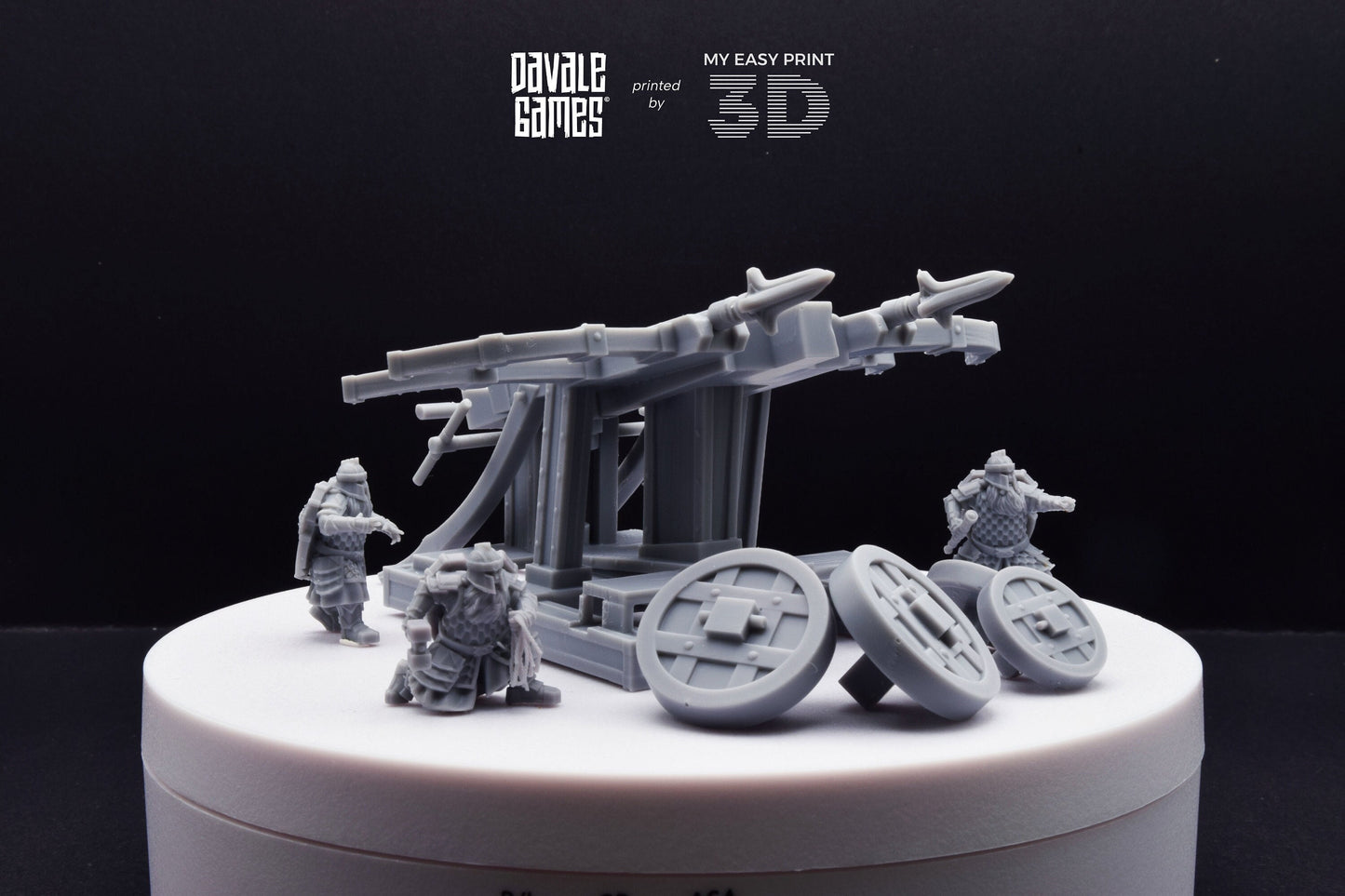 Silver Goat Dwarves Ballista With Dotation - Davale Games - 3D Printed with high quality resin for LOTR/D&D games