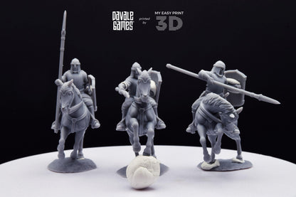 North Warrior Riders with Spear and Shield - Davale Games - 3D Printed with high quality resin for LOTR/D&D games
