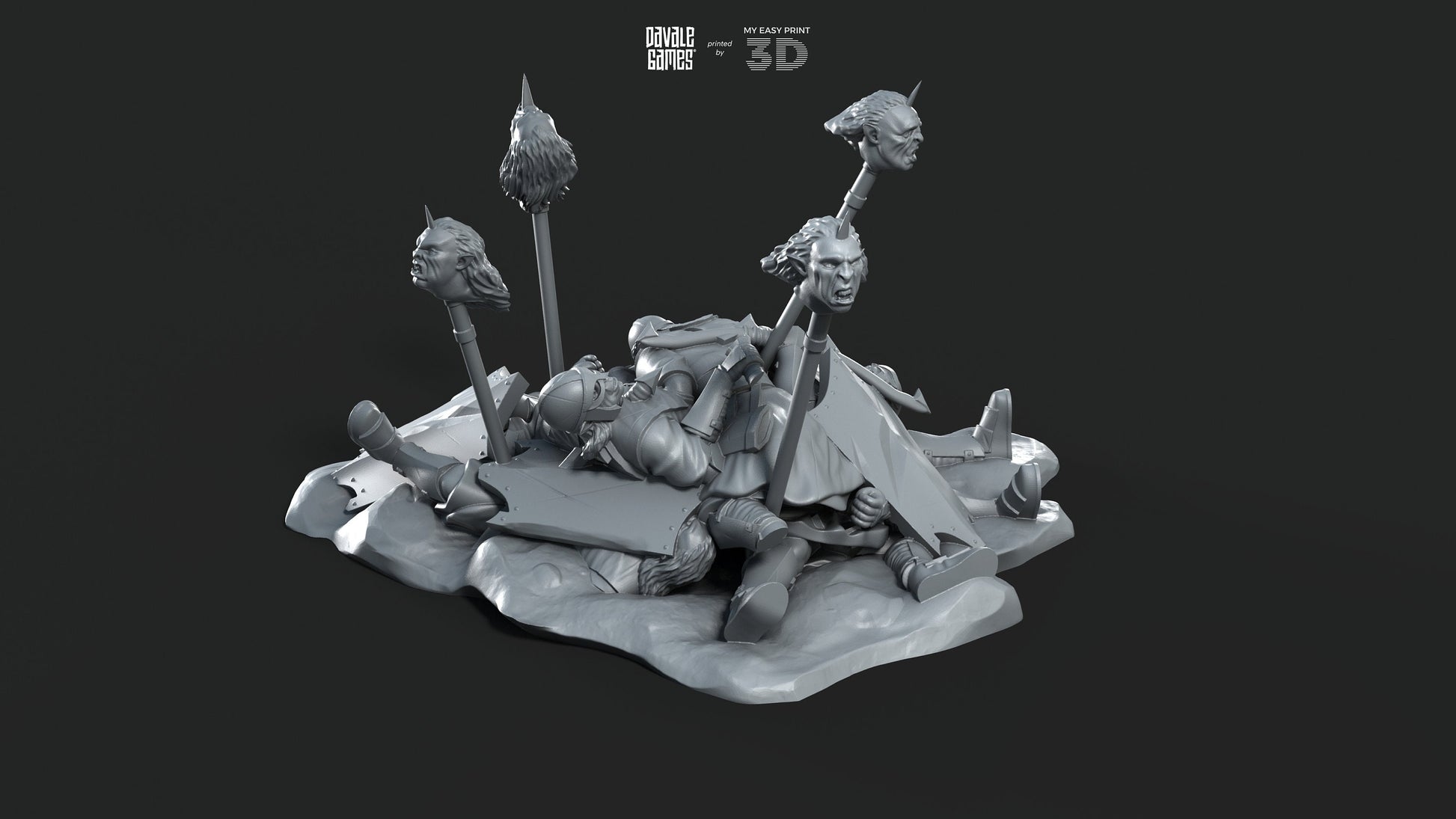 Bonfires with Pikes and Bloodhand Orcs heads - War Item - Davale Games - 3D Printed with high quality resin for LOTR/D&D games