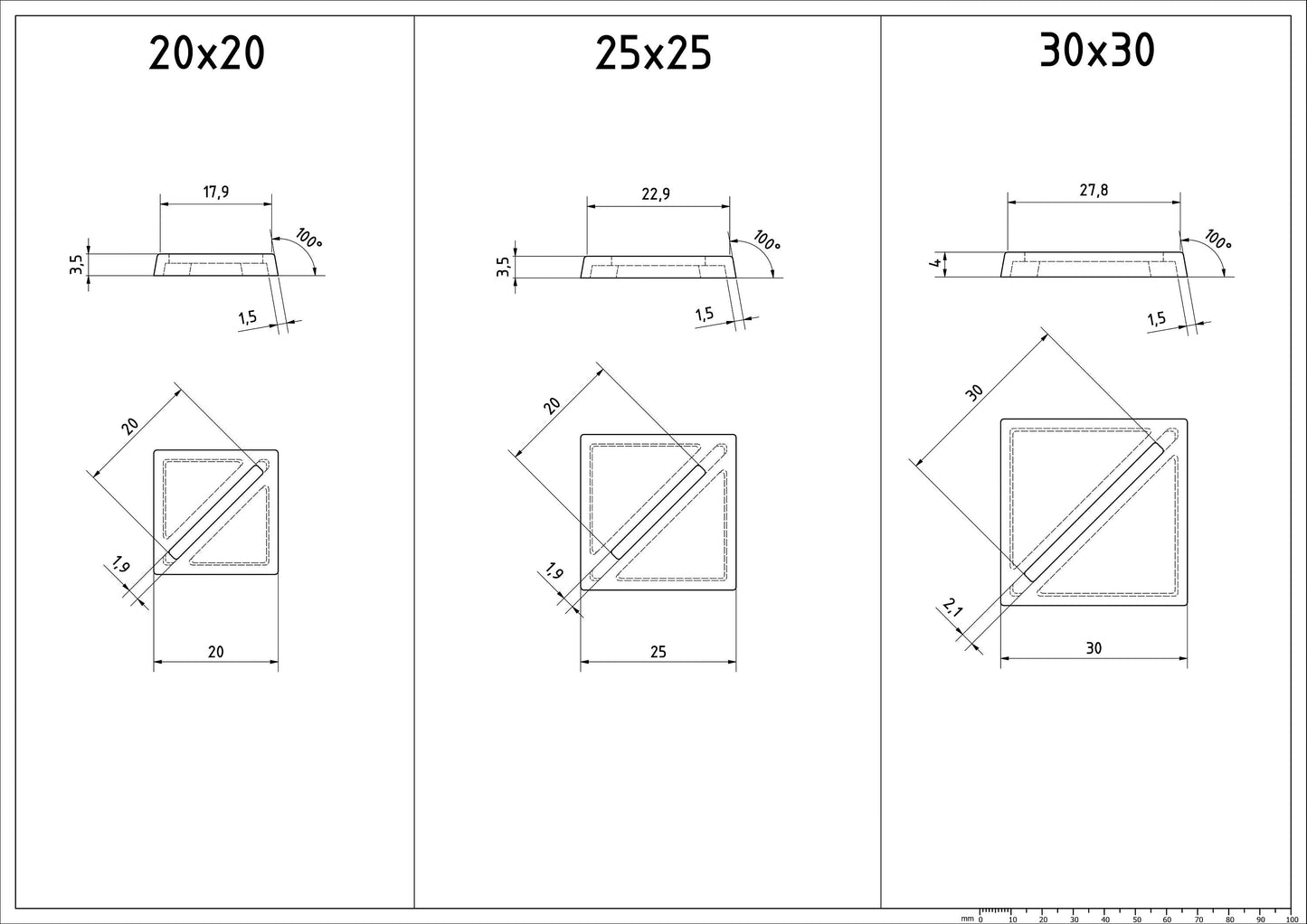 Slotted Square Bases for Miniatures (Diagonal) - 20mm 25mm 30mm - 3D Printed with high quality PLA+ for Tabletop Games/Wargames/D&D games