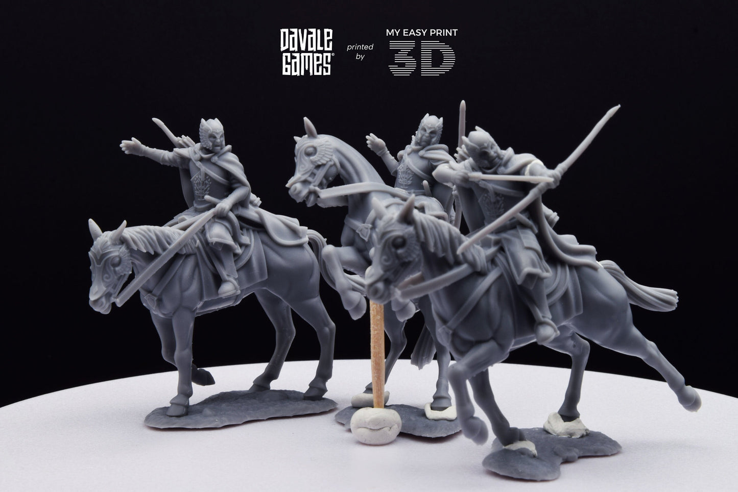 Grey Castle Court Guards - Mounted - Davale Games - 3D Printed with high quality resin for LOTR/D&D games