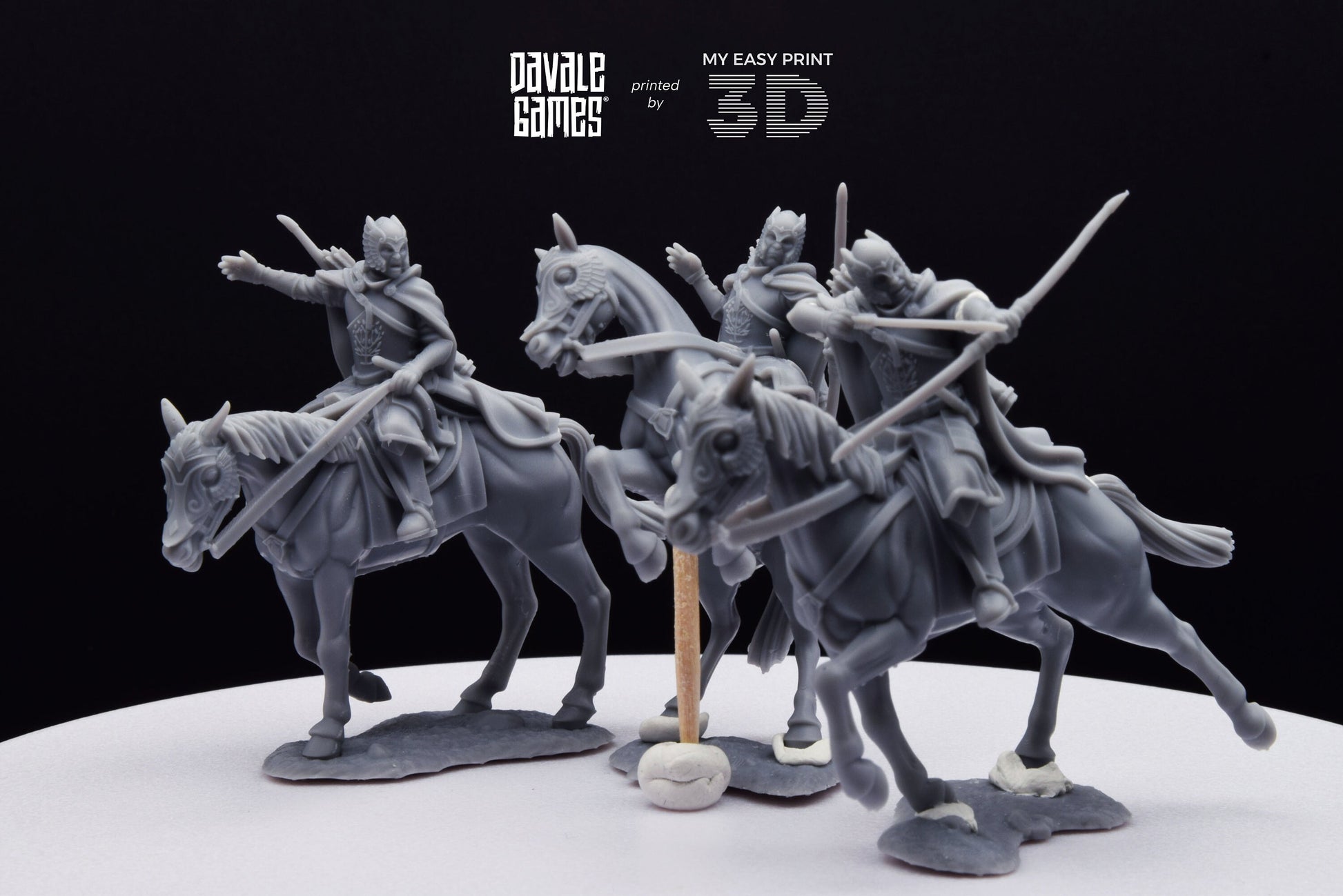 Grey Castle Court Guards - Mounted - Davale Games - 3D Printed with high quality resin for LOTR/D&D games