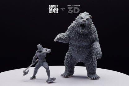 Bear and Human Form - Davale Games - 3D Printed with high quality resin for LOTR/D&D games