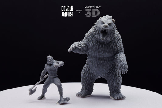 Bear and Human Form - Davale Games - 3D Printed with high quality resin for LOTR/D&D games