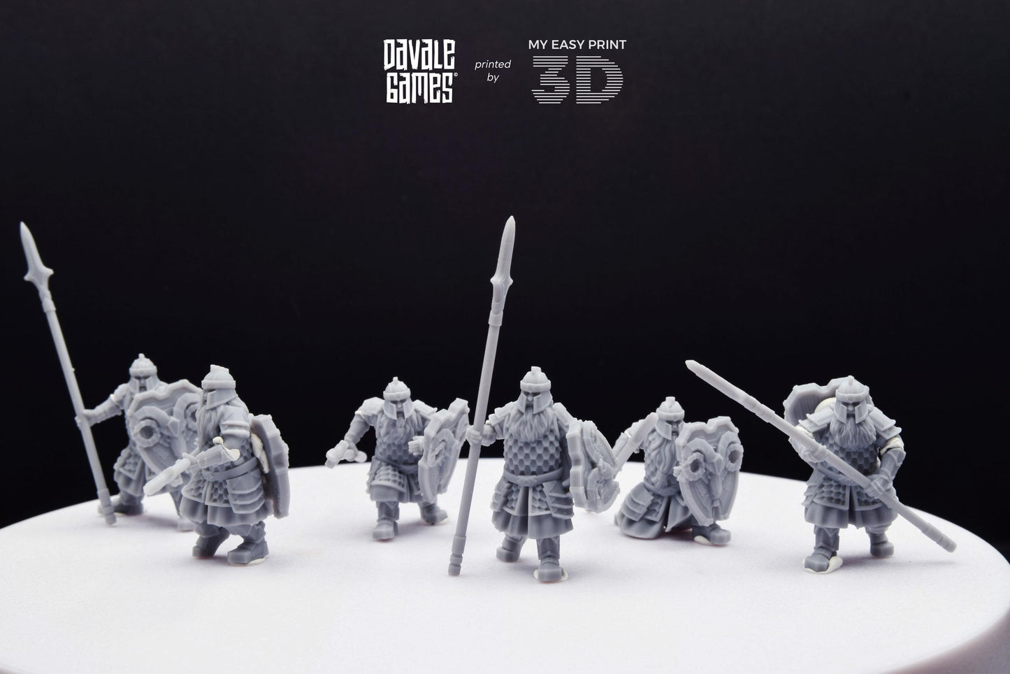 Silver Goat Dwarf Spearman - Davale Games - 3D Printed with high quality resin for LOTR/D&D games