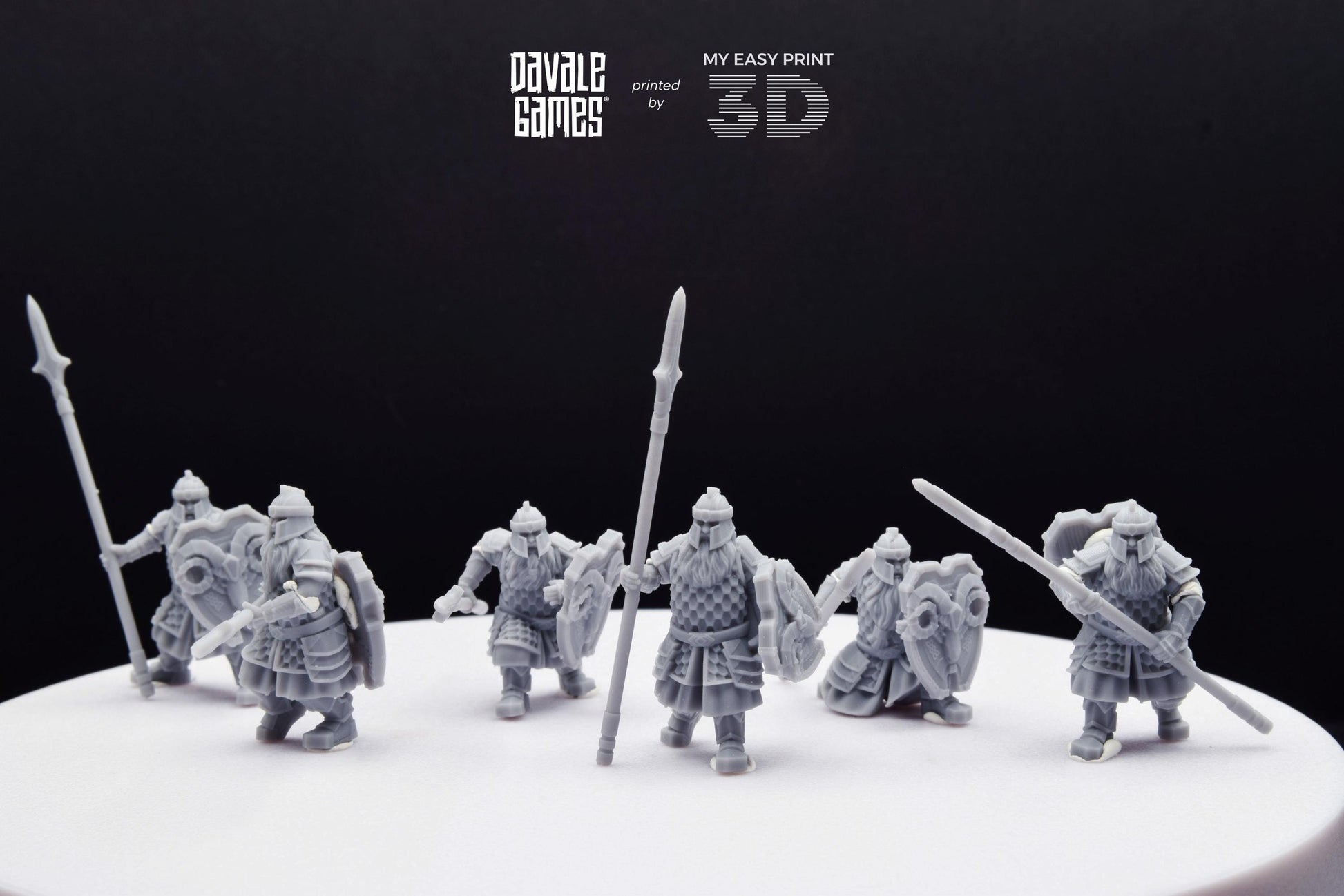 Silver Goat Dwarf Spearman - Davale Games - 3D Printed with high quality resin for LOTR/D&D games