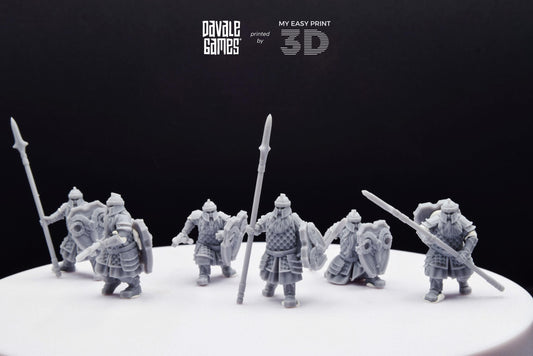Silver Goat Dwarf Spearman - Davale Games - 3D Printed with high quality resin for LOTR/D&D games