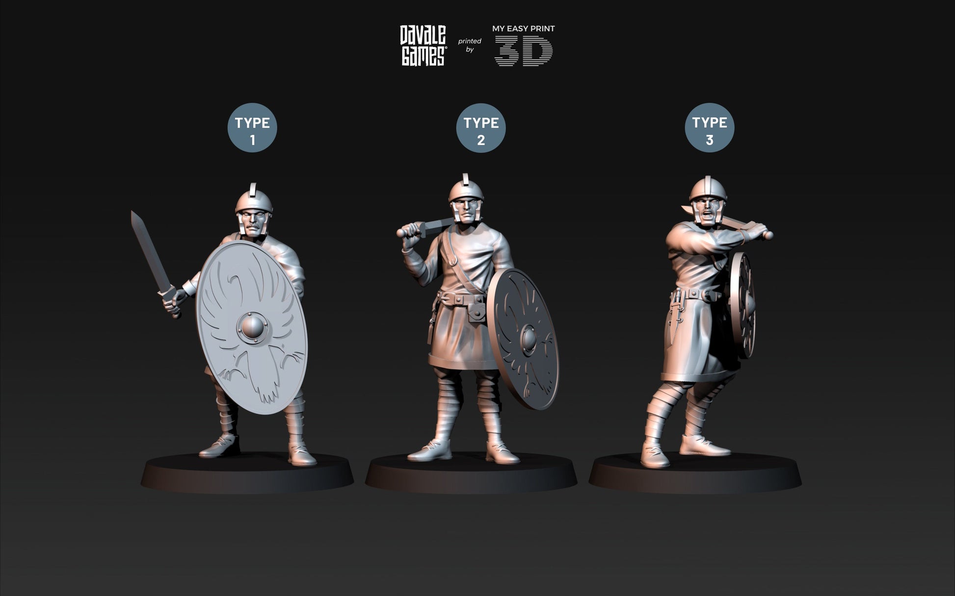 Roman Soldiers without Armour - Davale Games - Historical games - 3D Printed with high quality resin