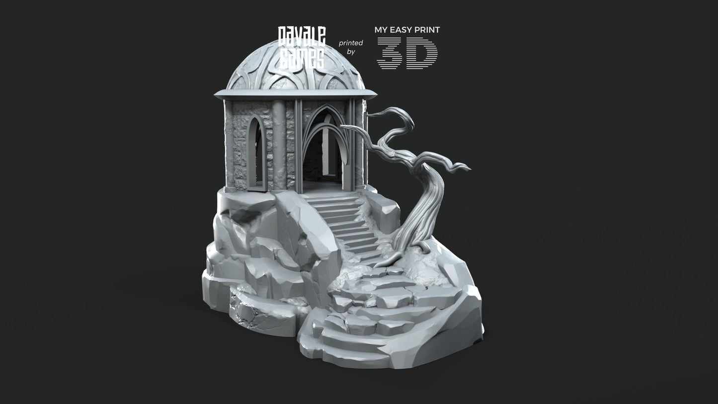 Pray Building with Tree - Scenery/Terrain - Davale Games - 3D Printed with high quality resin for LOTR/D&D games