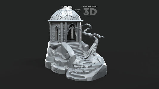 Pray Building with Tree - Scenery/Terrain - Davale Games - 3D Printed with high quality resin for LOTR/D&D games
