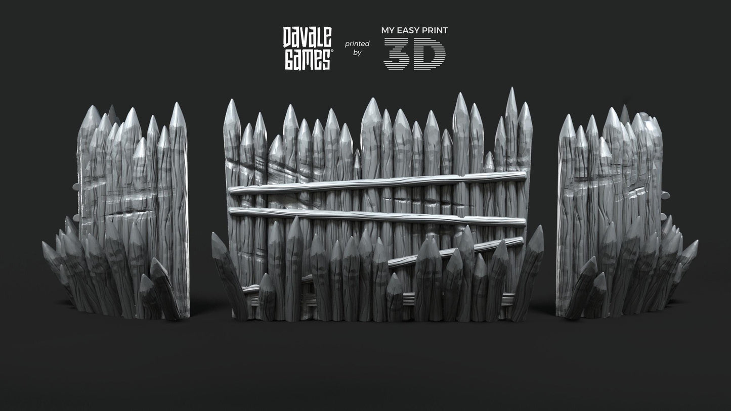 Assets of Wooden Fences - Scenery - Davale Games - Wargame / Mythological games - 3D Printed with high quality resin or PLA+