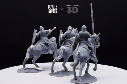 North Warrior Riders with Spear and Shield - Davale Games - 3D Printed with high quality resin for LOTR/D&D games
