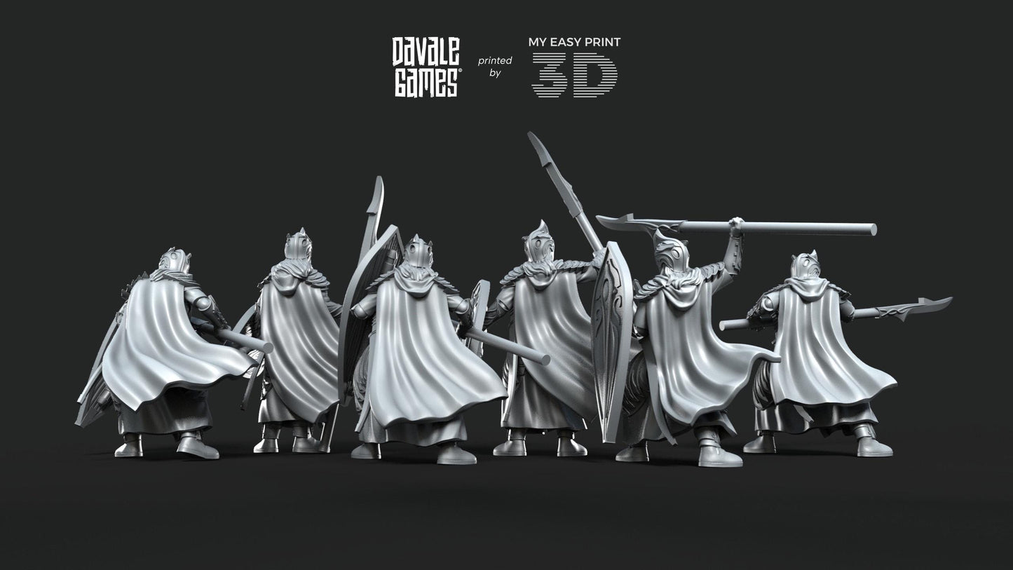 Galanthir Elves Spearmen with Optional Shield - Davale Games - 3D Printed with high quality resin for LOTR/D&D games