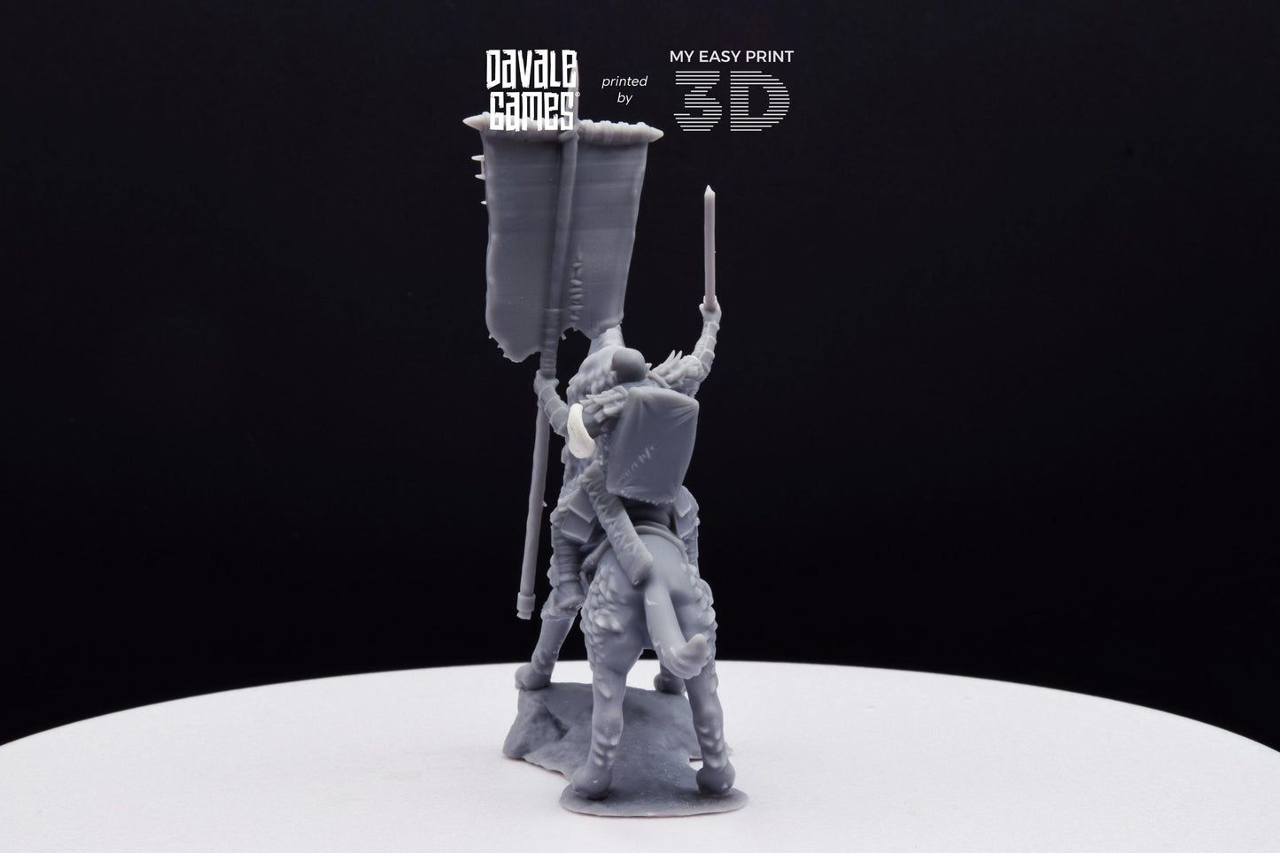Warg Rider with Banner - Mounted - Davale Games - 3D Printed with high quality resin for LOTR/D&D games