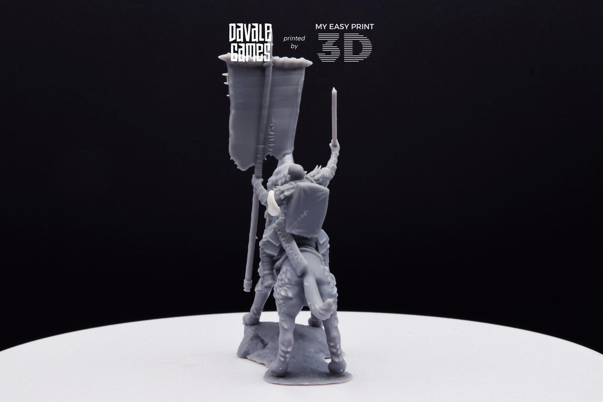Warg Rider with Banner - Mounted - Davale Games - 3D Printed with high quality resin for LOTR/D&D games