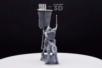 Warg Rider with Banner - Mounted - Davale Games - 3D Printed with high quality resin for LOTR/D&D games