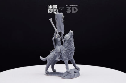 Warg Rider with Banner - Mounted - Davale Games - 3D Printed with high quality resin for LOTR/D&D games