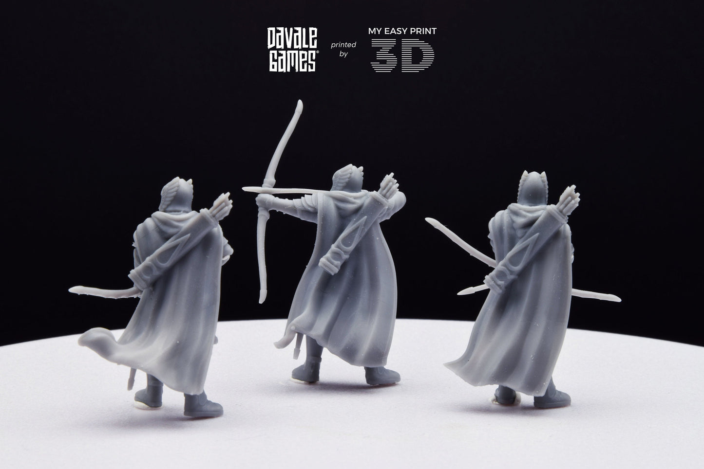 Grey Castle Guard with Long Bows - Davale Games - 3D Printed with high quality resin for LOTR/D&D games