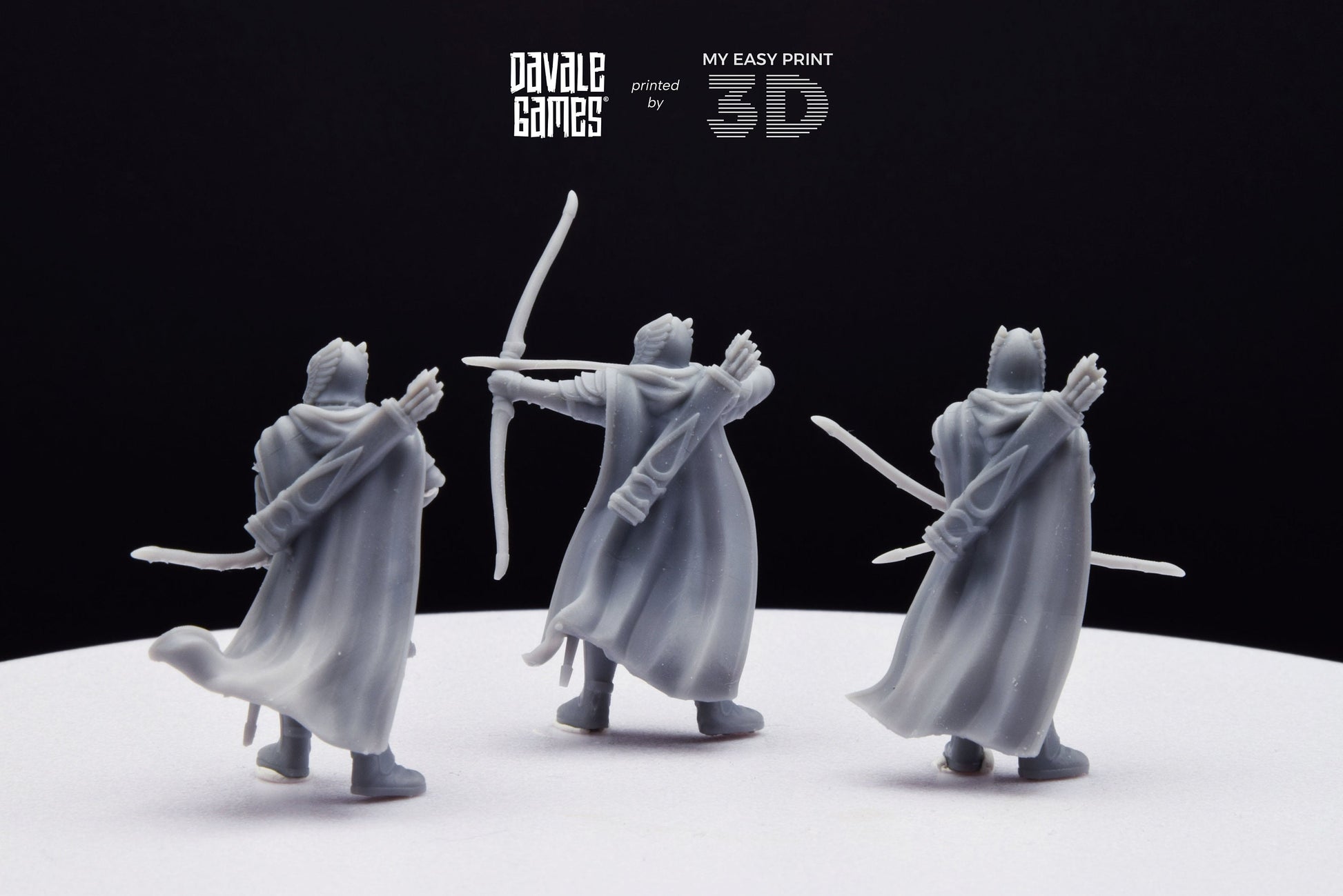 Grey Castle Guard with Long Bows - Davale Games - 3D Printed with high quality resin for LOTR/D&D games