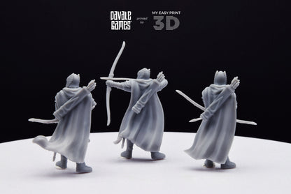 Grey Castle Guard with Long Bows - Davale Games - 3D Printed with high quality resin for LOTR/D&D games