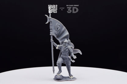 Dragon Army Banner on Foot - Davale Games - 3D Printed with high quality resin for LOTR/D&D games