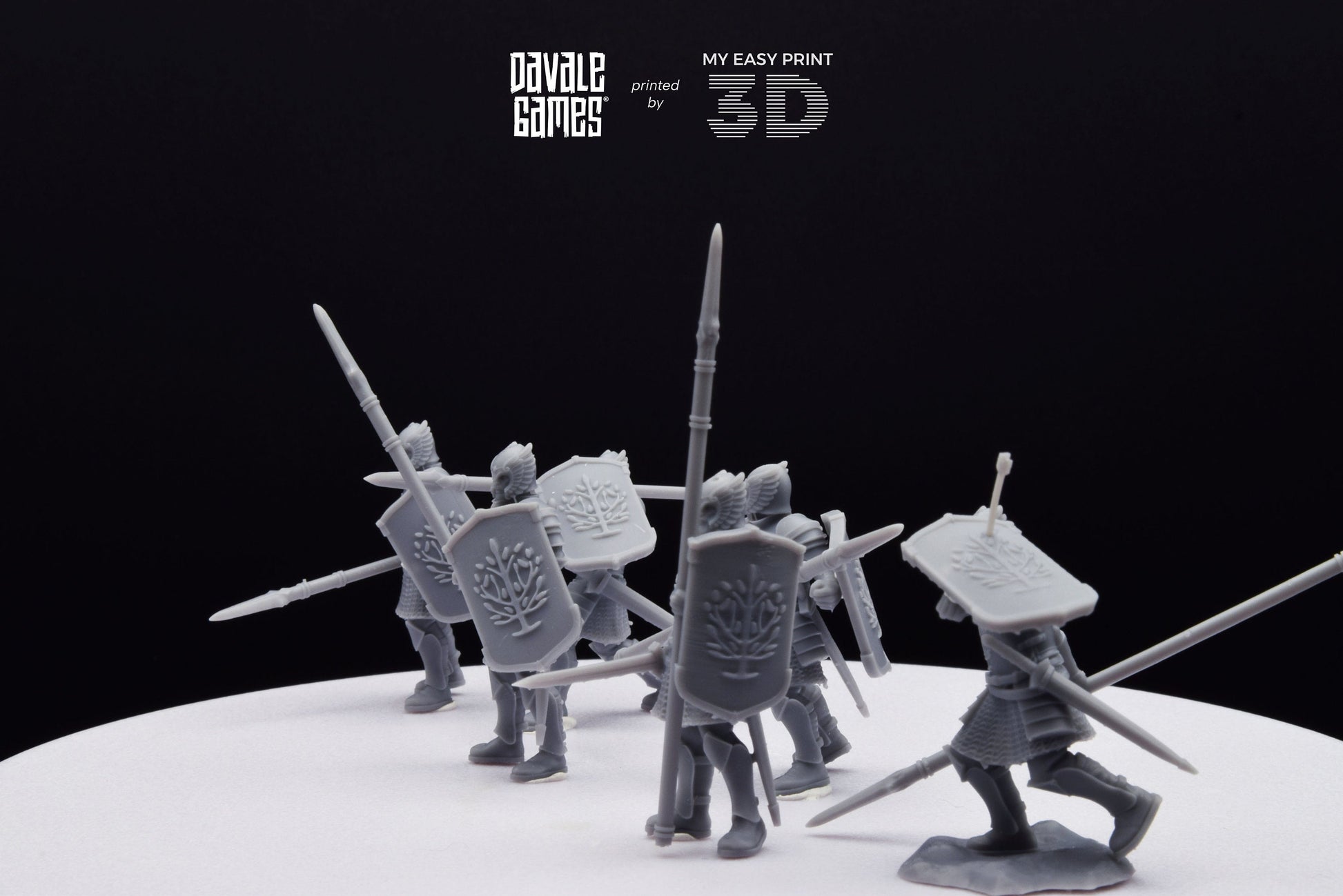 Grey Castle Warriors with Spears - Foot - Davale Games - 3D Printed with high quality resin for LOTR/D&D games