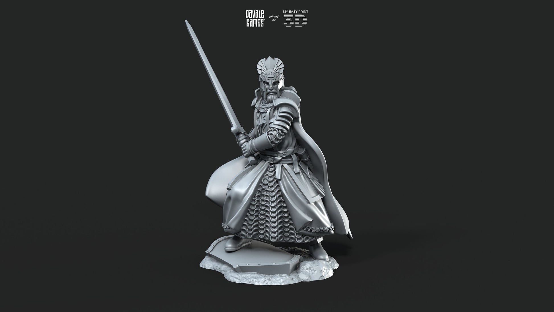 High Human King with Helmet - Foot and Mounted - Davale Games - 3D Printed with high quality resin for LOTR/D&D games
