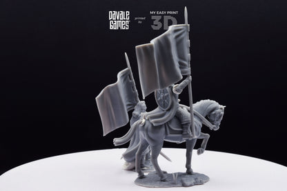 West Human Royal Guard with Banner - Foot and Mounted - Davale Games - 3D Printed with high quality resin for LOTR/D&D games