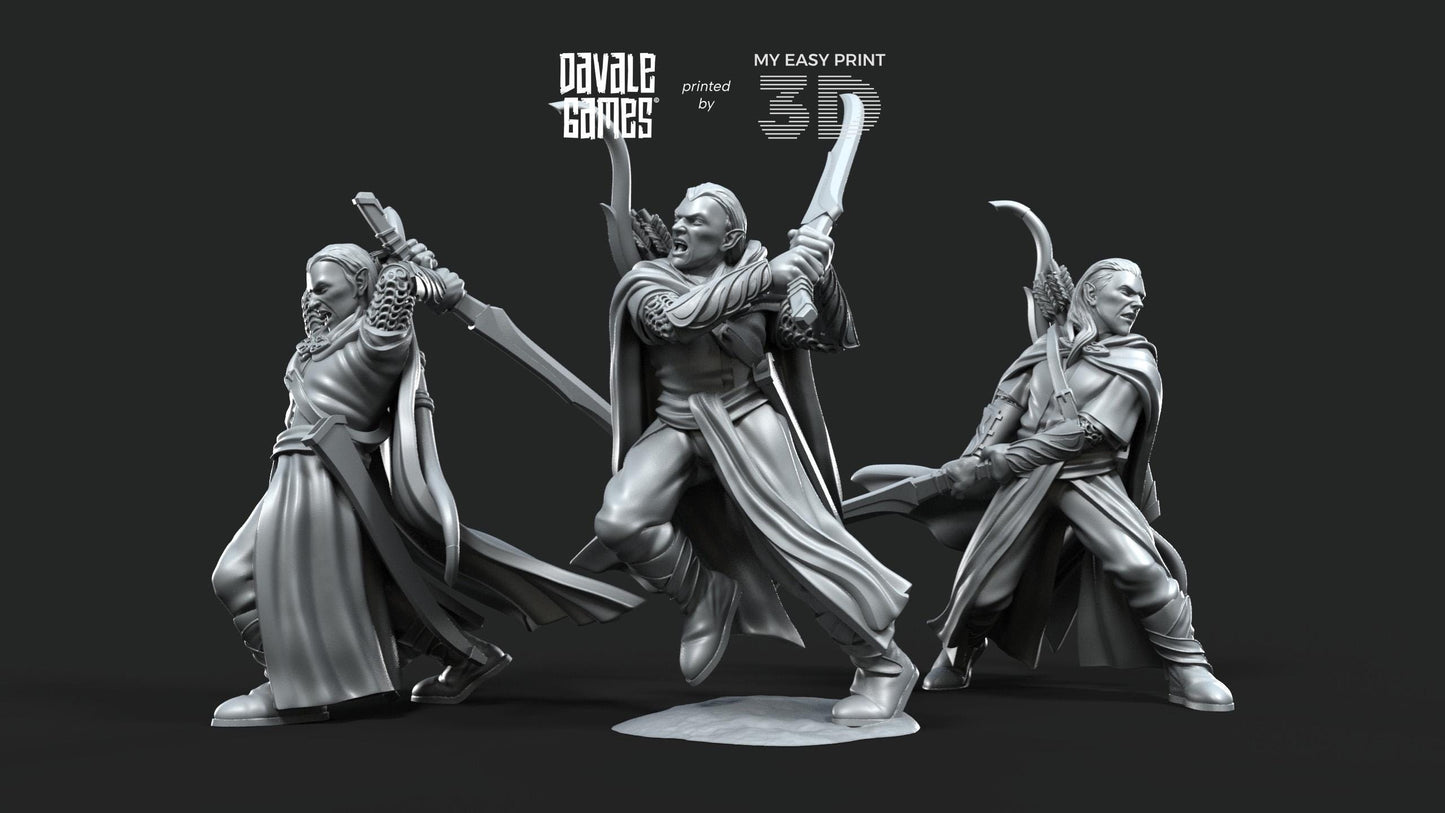 Galanthir Elves - Forest Guardians with Sword - Davale Games - 3D Printed with high quality resin for LOTR/D&D games
