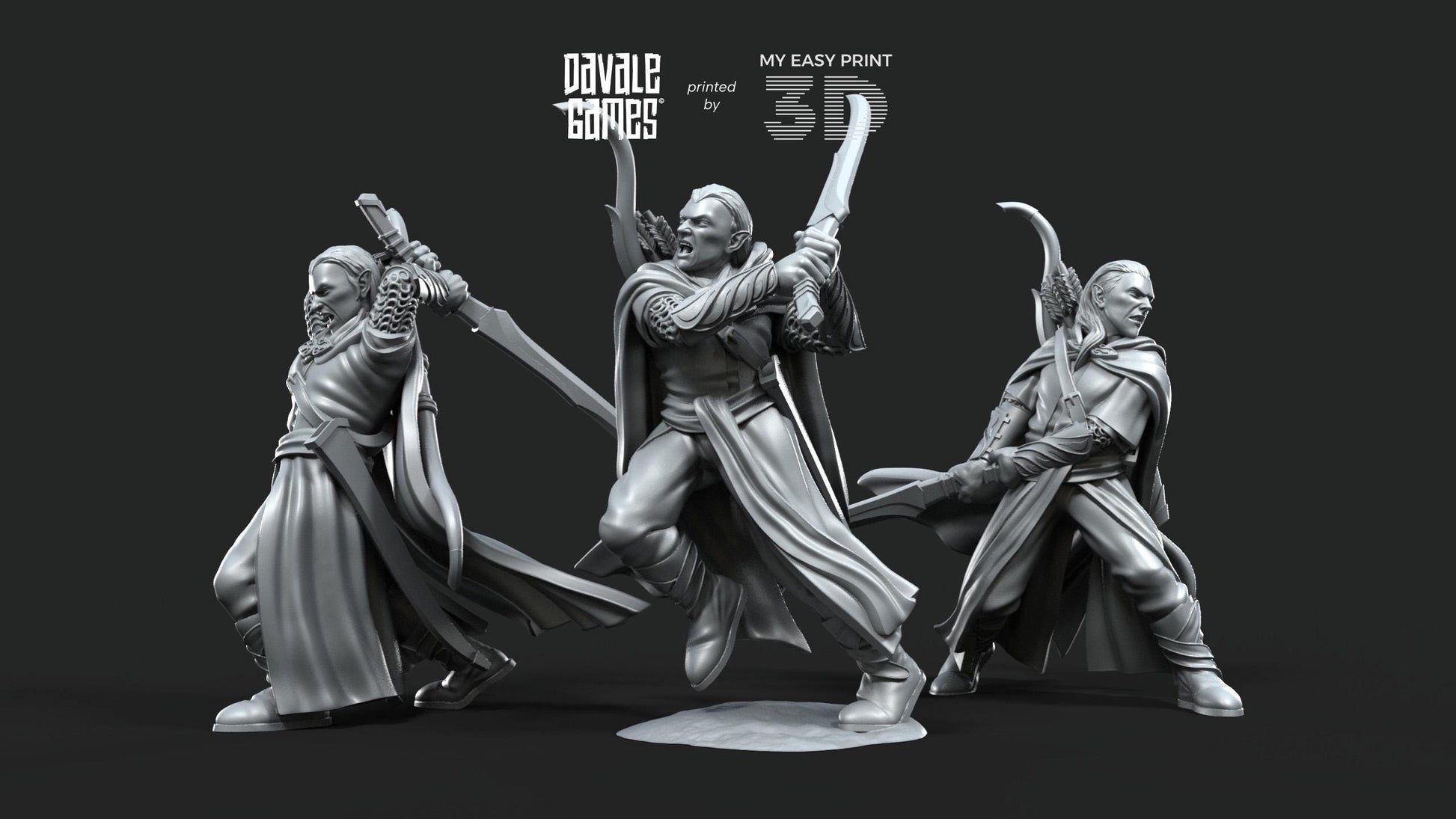 Galanthir Elves - Forest Guardians with Sword - Davale Games - 3D Printed with high quality resin for LOTR/D&D games