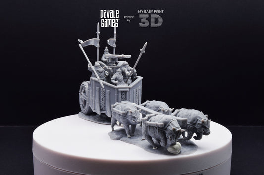 Silver Goat Dwarves Charriot - Davale Games - 3D Printed with high quality resin for LOTR/D&D games