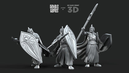 Galanthir Elves Spearmen with Optional Shield - Davale Games - 3D Printed with high quality resin for LOTR/D&D games