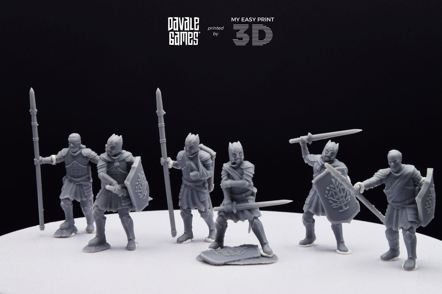Wounded Grey Castle Warriors - Davale Games - 3D Printed with high quality resin for LOTR/D&D games