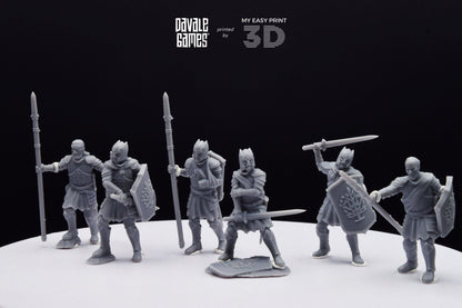 Wounded Grey Castle Warriors - Davale Games - 3D Printed with high quality resin for LOTR/D&D games
