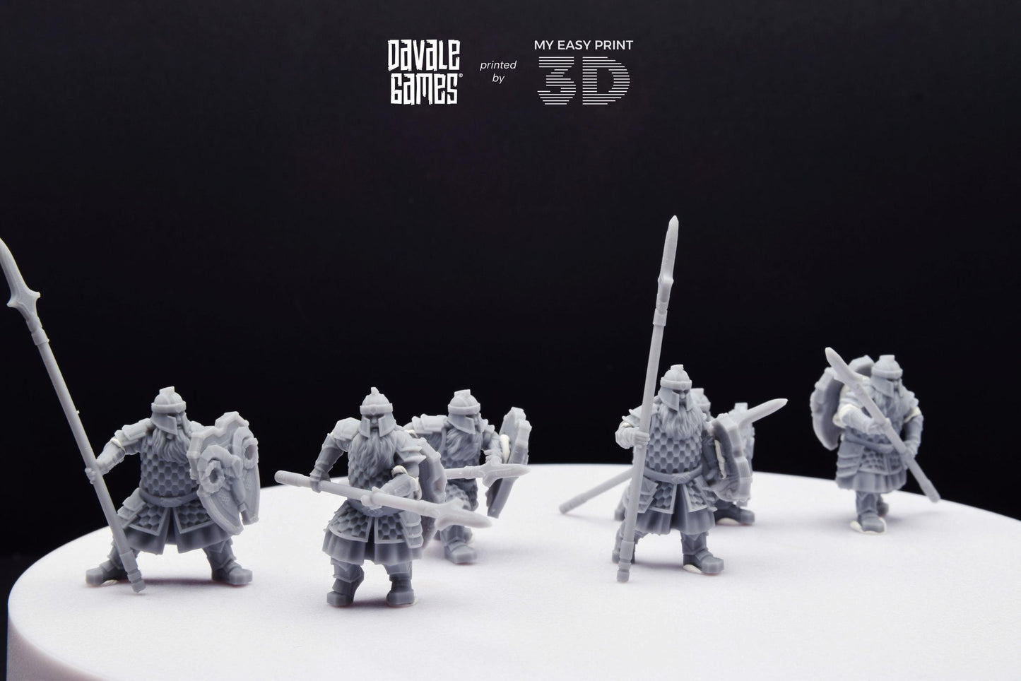 Silver Goat Dwarf Spearman - Davale Games - 3D Printed with high quality resin for LOTR/D&D games