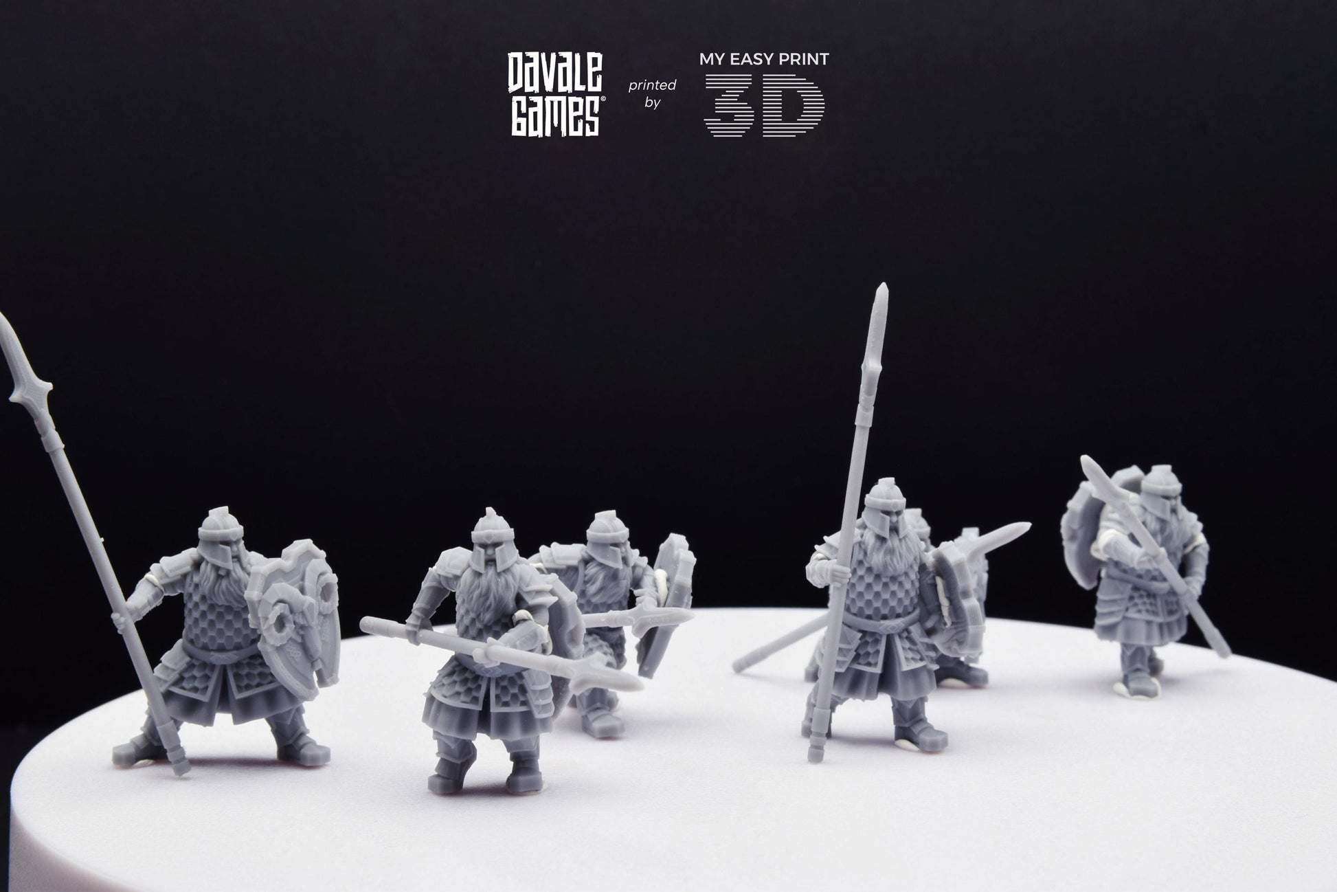 Silver Goat Dwarf Spearman - Davale Games - 3D Printed with high quality resin for LOTR/D&D games