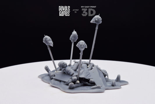 Bonfires with Pikes and Bloodhand Orcs heads - War Item - Davale Games - 3D Printed with high quality resin for LOTR/D&D games