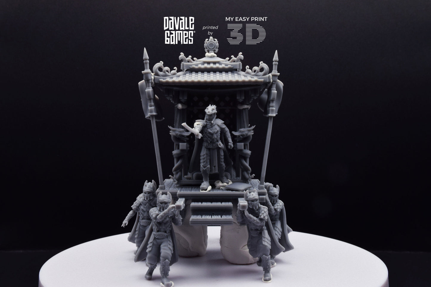 Dragon Army King on Palanquin [Ver. B] - Davale Games - 3D Printed with high quality resin for LOTR/D&D games